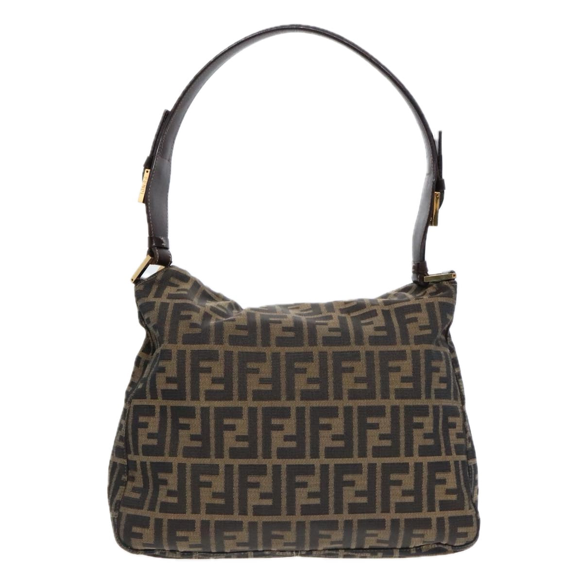 Luxury Fendi Zucca Canvas Shoulder Bag Brown Black gold90868