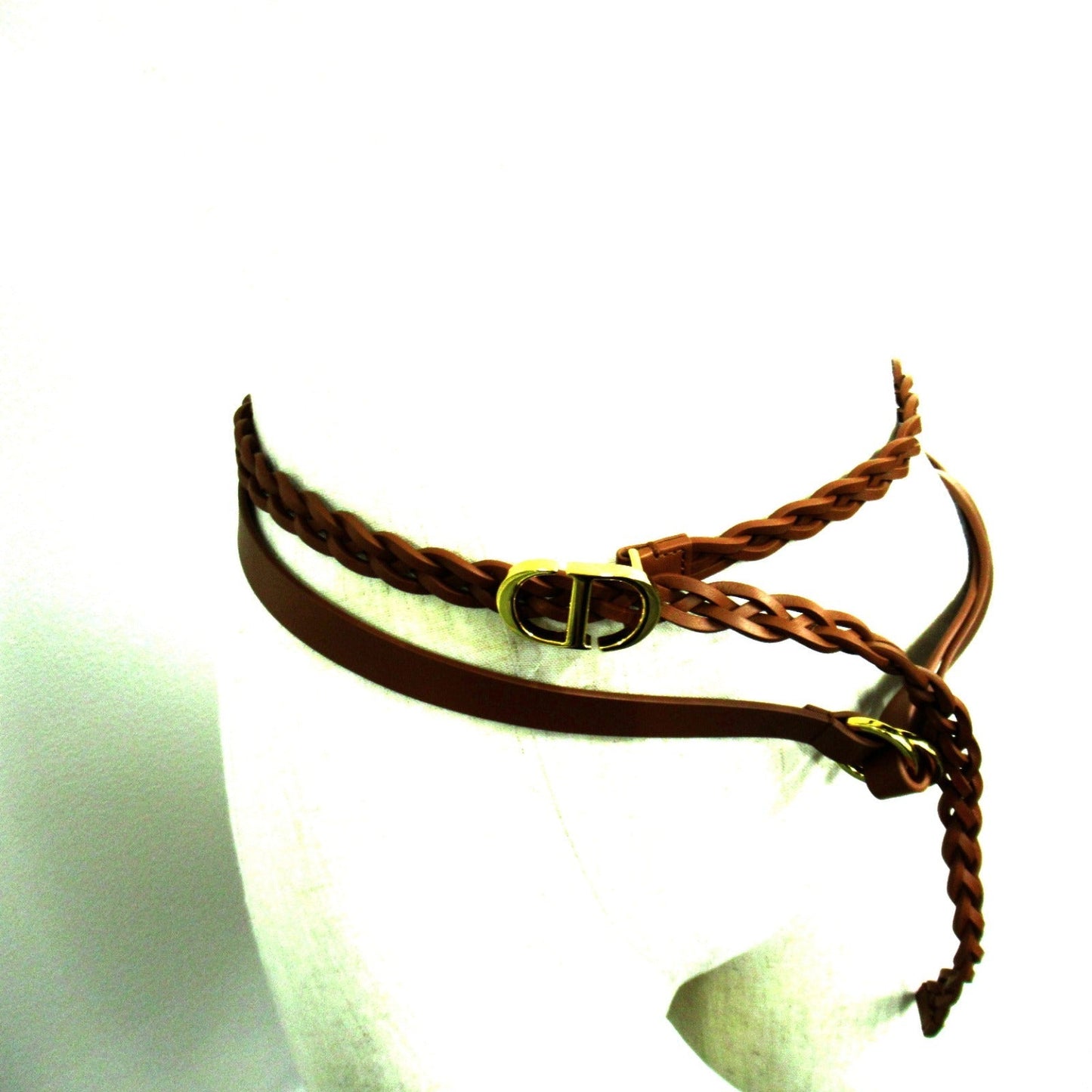 Luxury DiorMesh Double Belt Belt Calfskin (cowhide) Brown