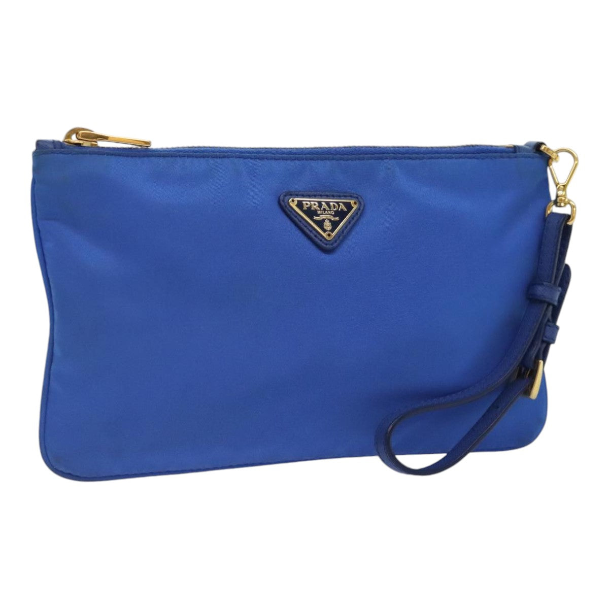Luxury Prada Accessory Pouch Nylon Blue Gold  90956