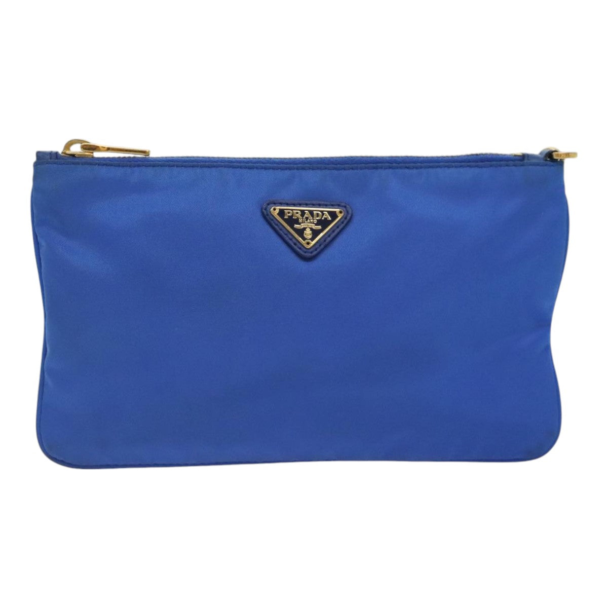 Luxury Prada Accessory Pouch Nylon Blue Gold  90956