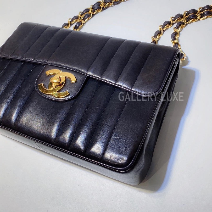 No.3304-Chanel Vintage Lambskin Vertical Jumbo Flap Bag
