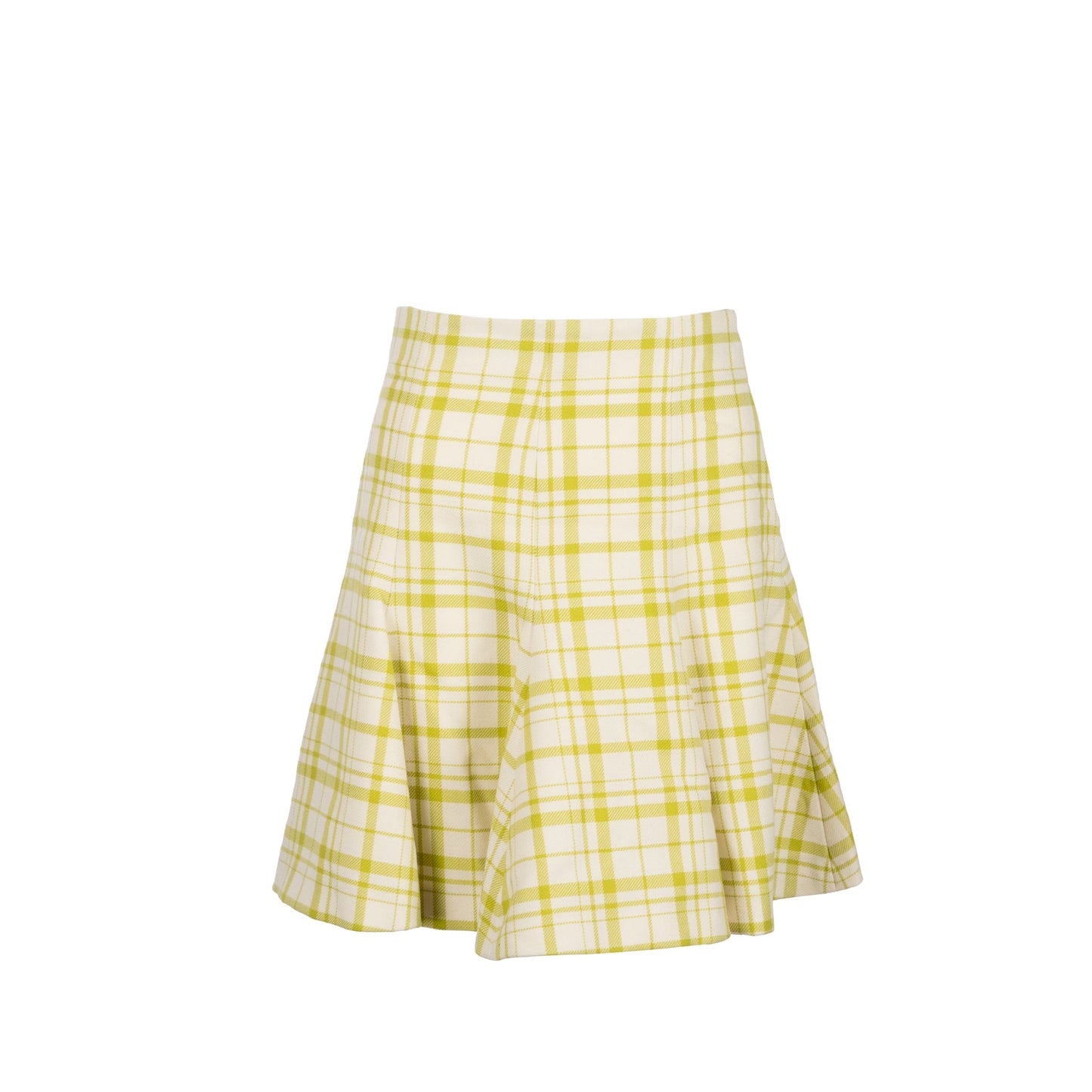 Luxury Dior Size 36 Pop Check Skirt Virgin Wool Light Green/ White