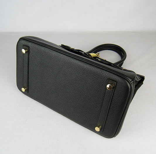 Luxury Hermes Birkin 30cm Togo Leather Handbags Black Golden