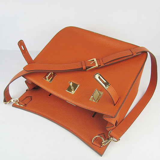 Luxury Hermes Leather Shoulder bag H6508 orange golden