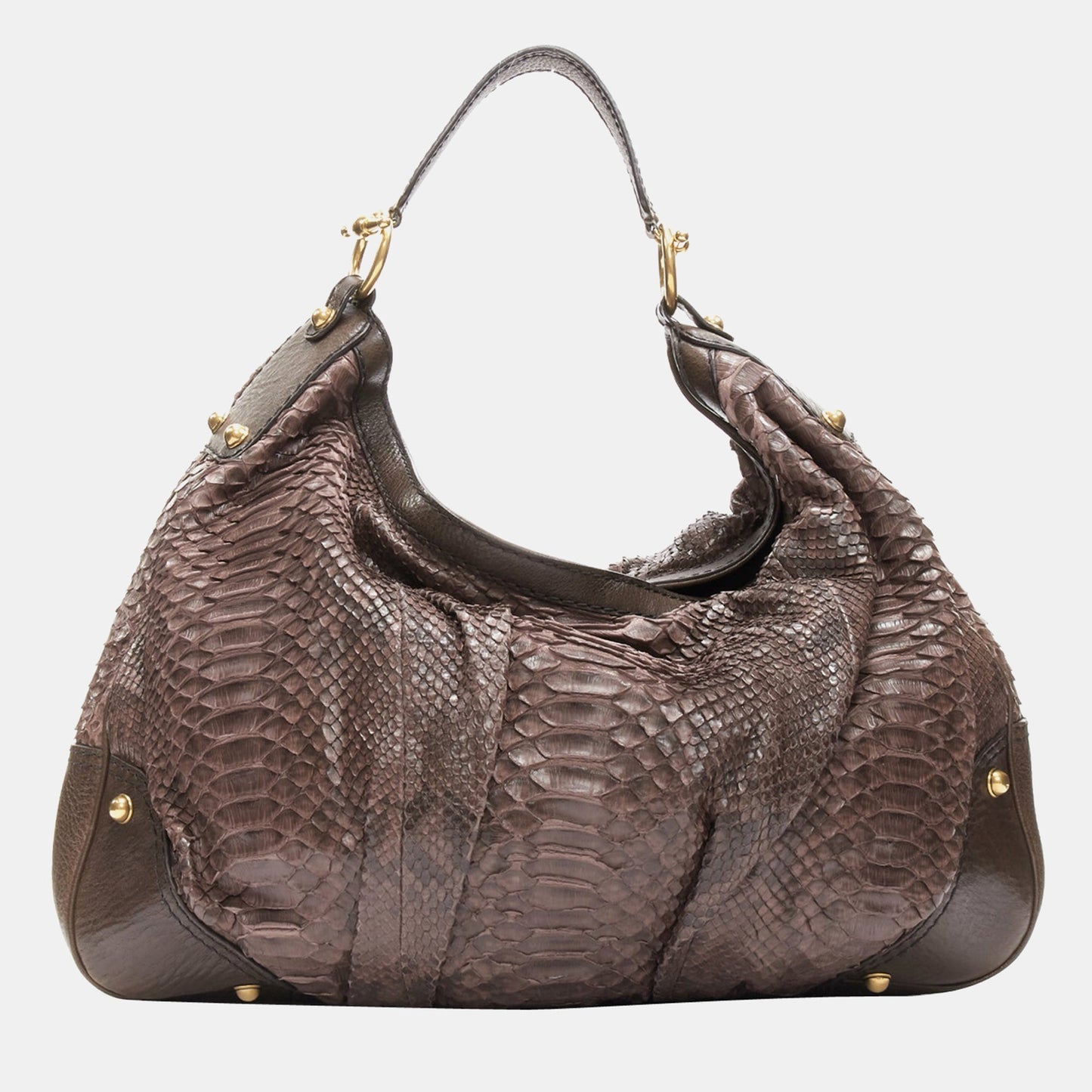 Luxury Gucci Trending 2025 Burgundy Python Leather Jockey Hobo Bag