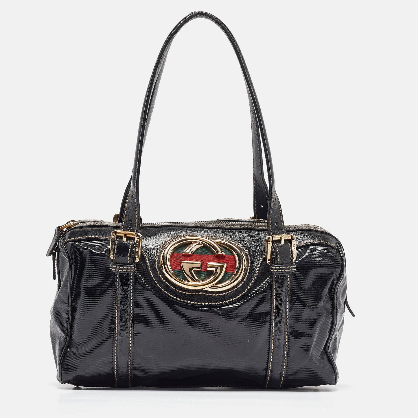 Luxury Gucci Trending 2025 Black Coated Fabric Britt Boston Bag