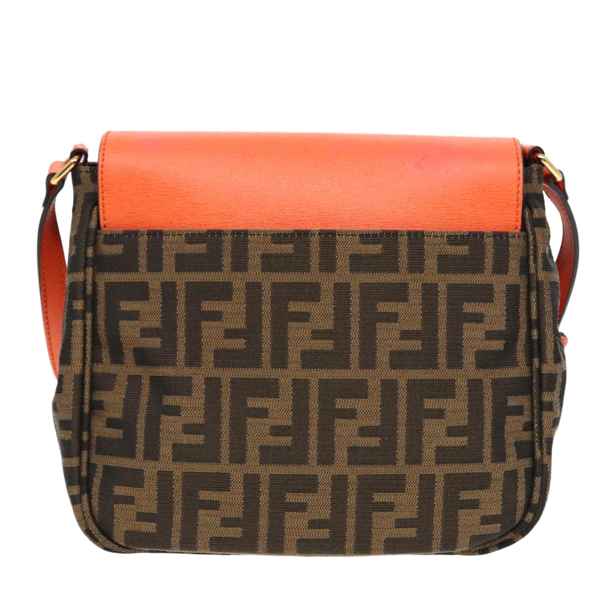 Luxury Fendi Zucca Canvas Shoulder Bag Brown Black Orange91226