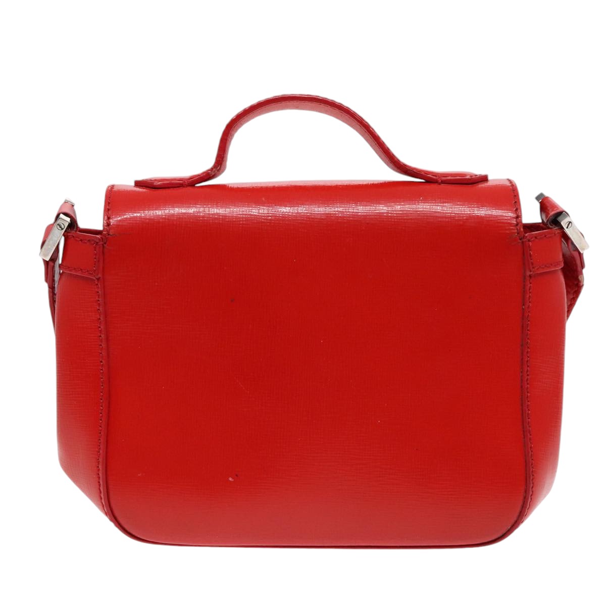Luxury Fendi Shoulder Bag Leather 2way Red Silver91228