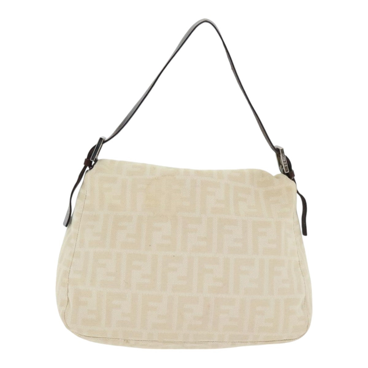Luxury Fendi Zucca Canvas Mamma Baguette Shoulder Bag Beige Silver91229