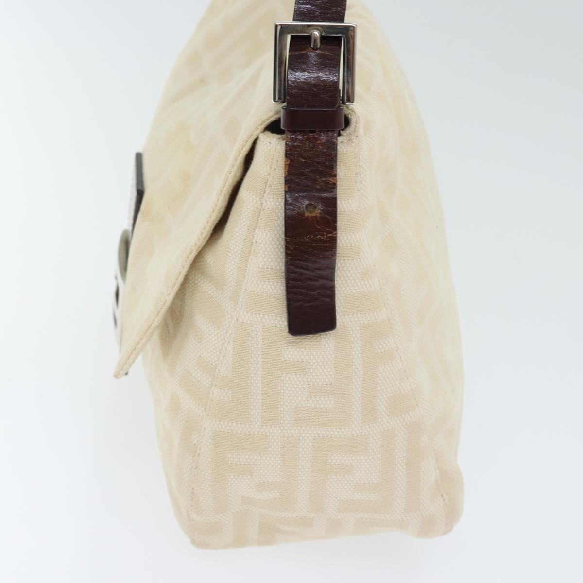 Luxury Fendi Zucca Canvas Mamma Baguette Shoulder Bag Beige Silver91229
