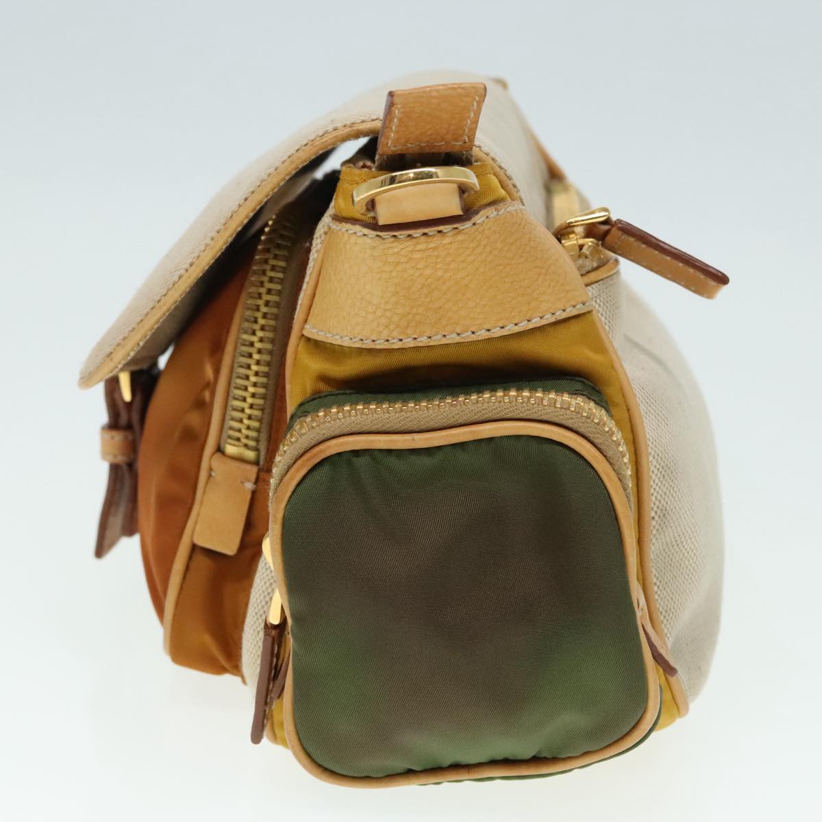 Luxury Prada Shoulder Bag Canvas Beige Gold  91235