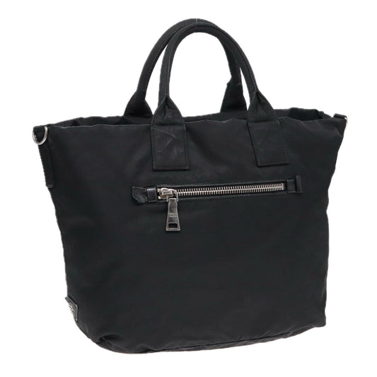 Luxury Prada Hand Bag Nylon Black Silver  91236