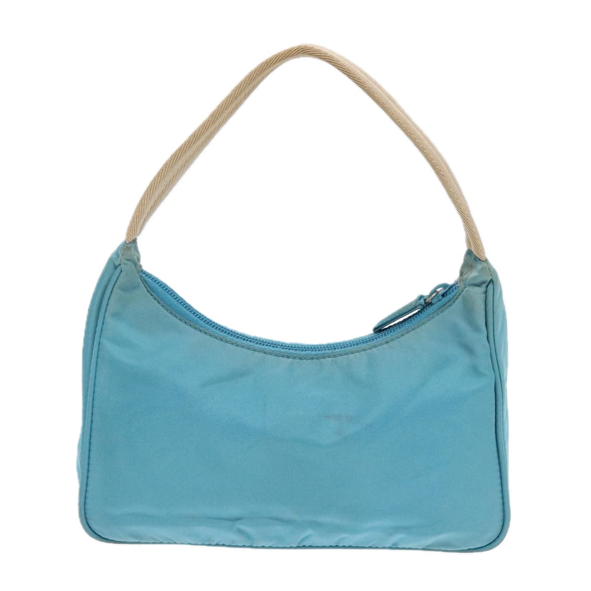 Luxury Prada Hand Bag Nylon Light Blue Beige Silver  91237