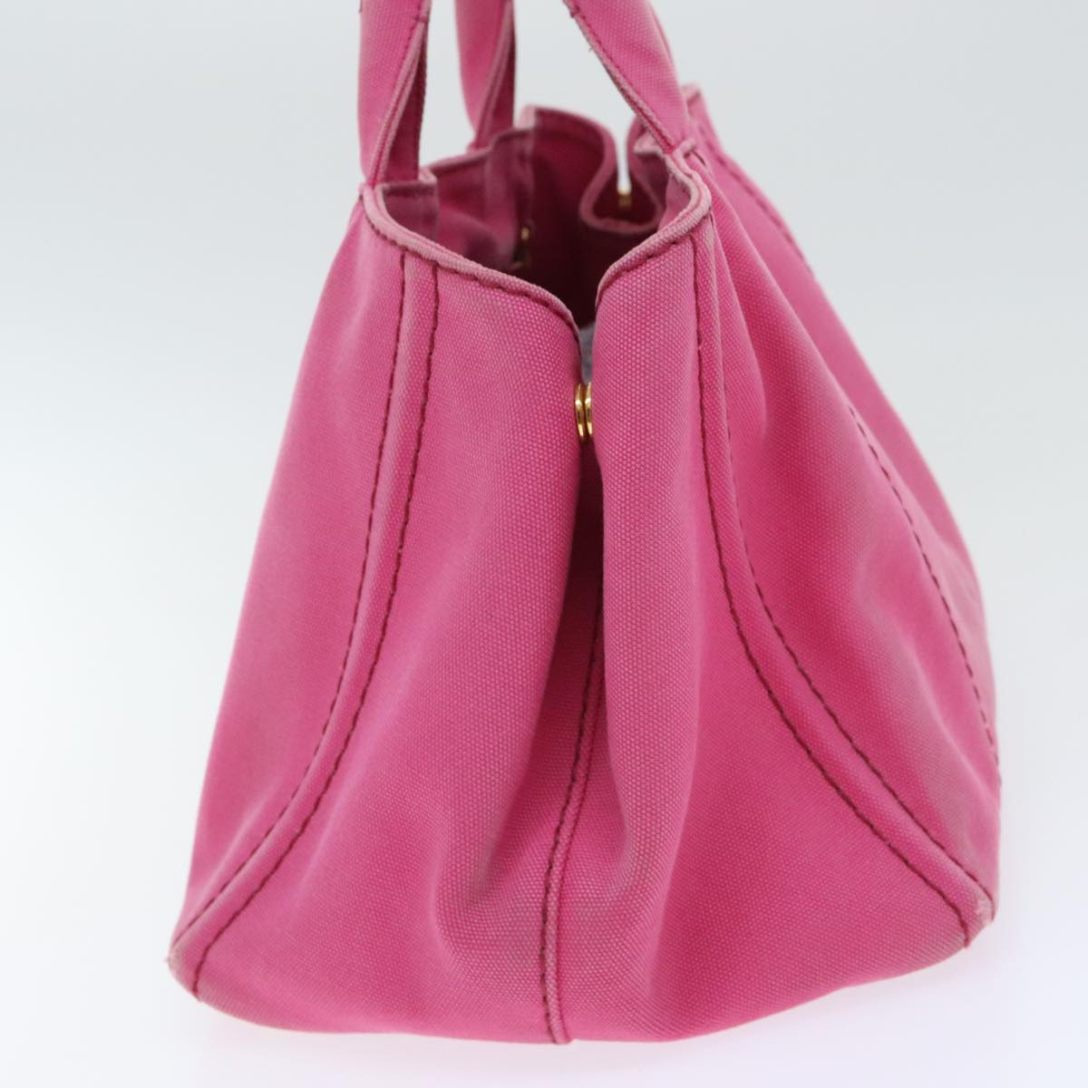 Luxury Prada Canapa MM Hand Bag Canvas Pink Gold  91241