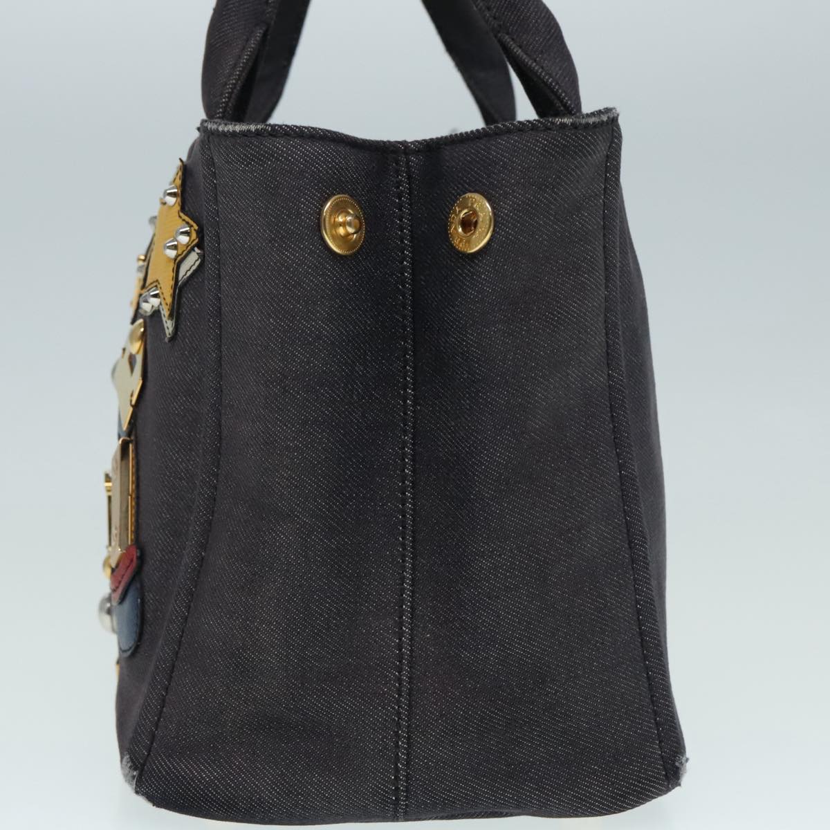 Luxury Prada Canapa PM Robot Hand Bag Canvas 2way Purple Gold  91244