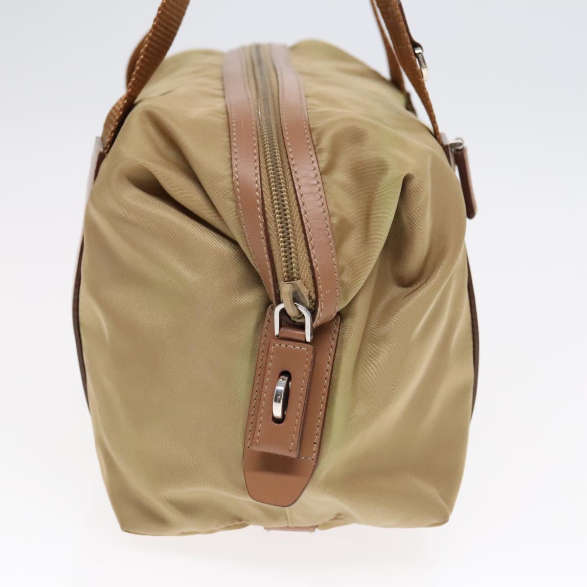 Luxury Prada Hand Bag Nylon Khaki Silver  91245