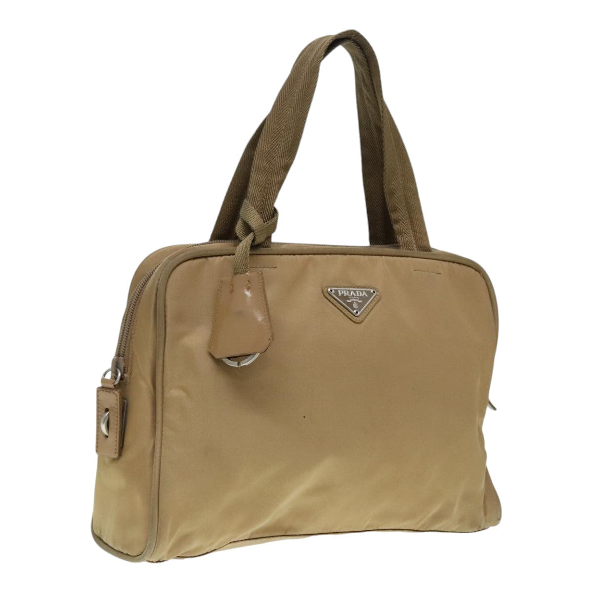 Luxury Prada Hand Bag Nylon Khaki Silver  91246