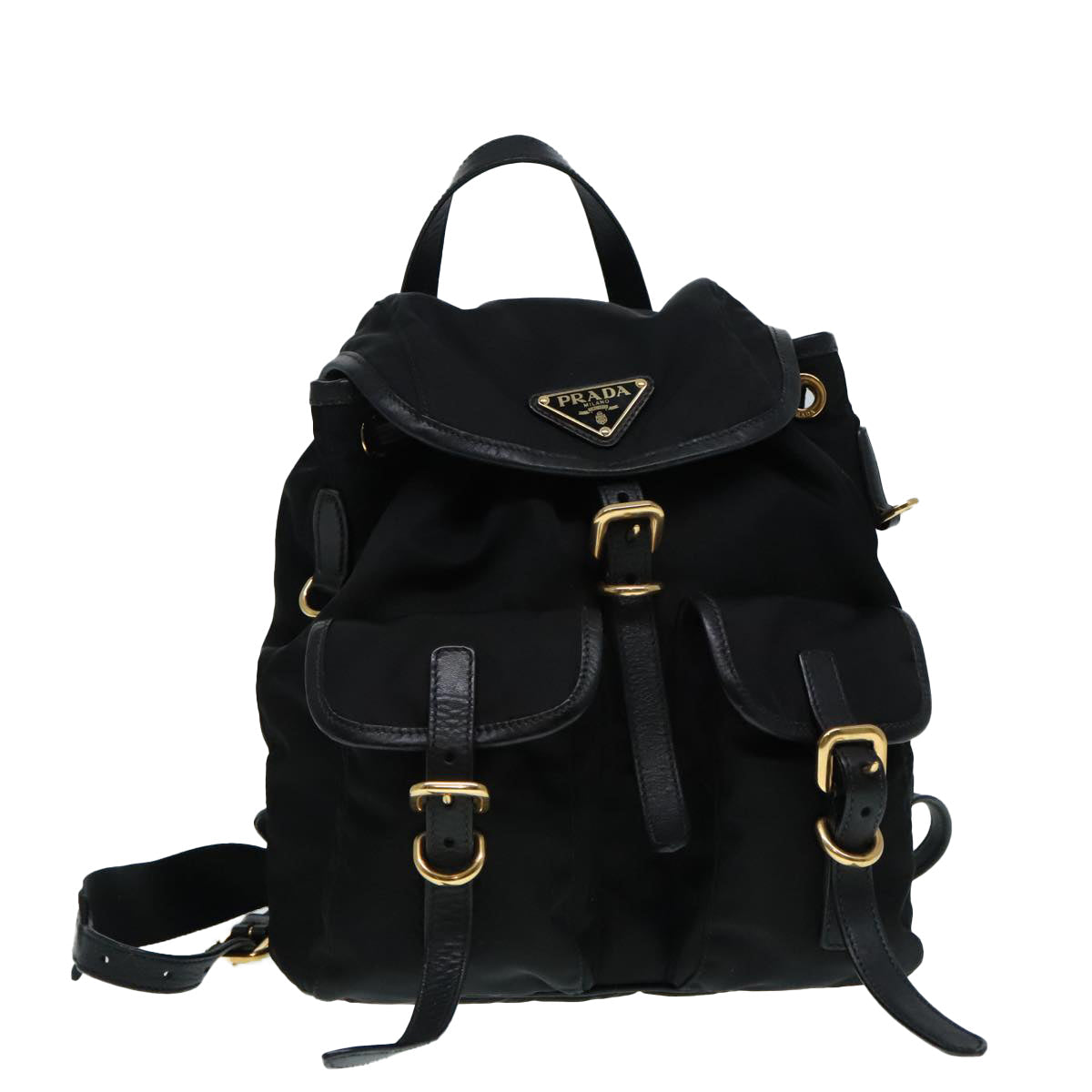 Luxury Prada Backpack Nylon Black Gold  91248