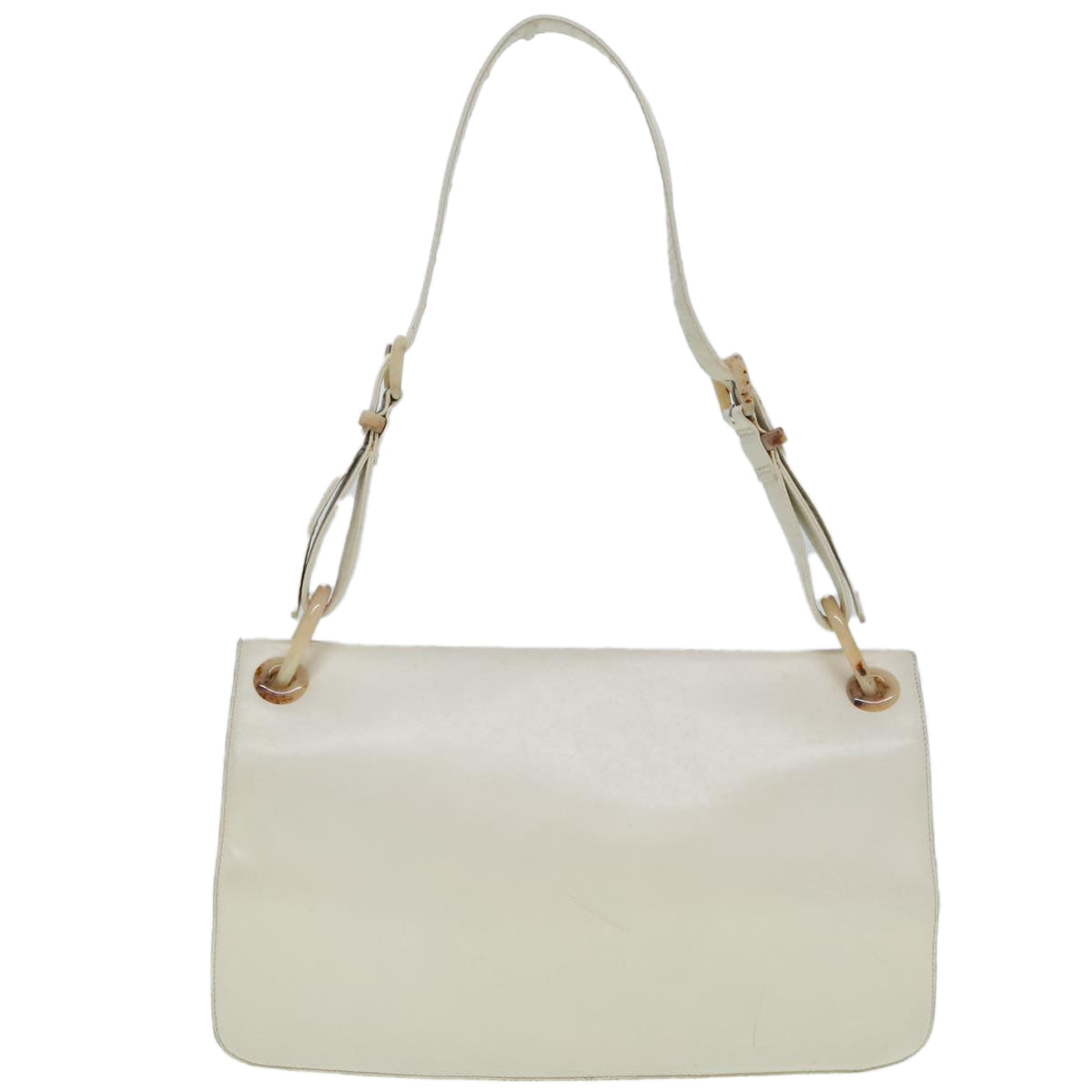 Luxury Prada Shoulder Bag Leather White Silver  91257