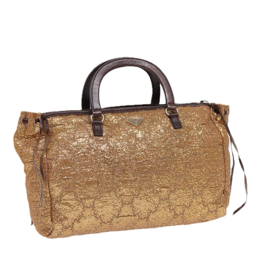Luxury Prada Hand Bag Canvas Gold  91259