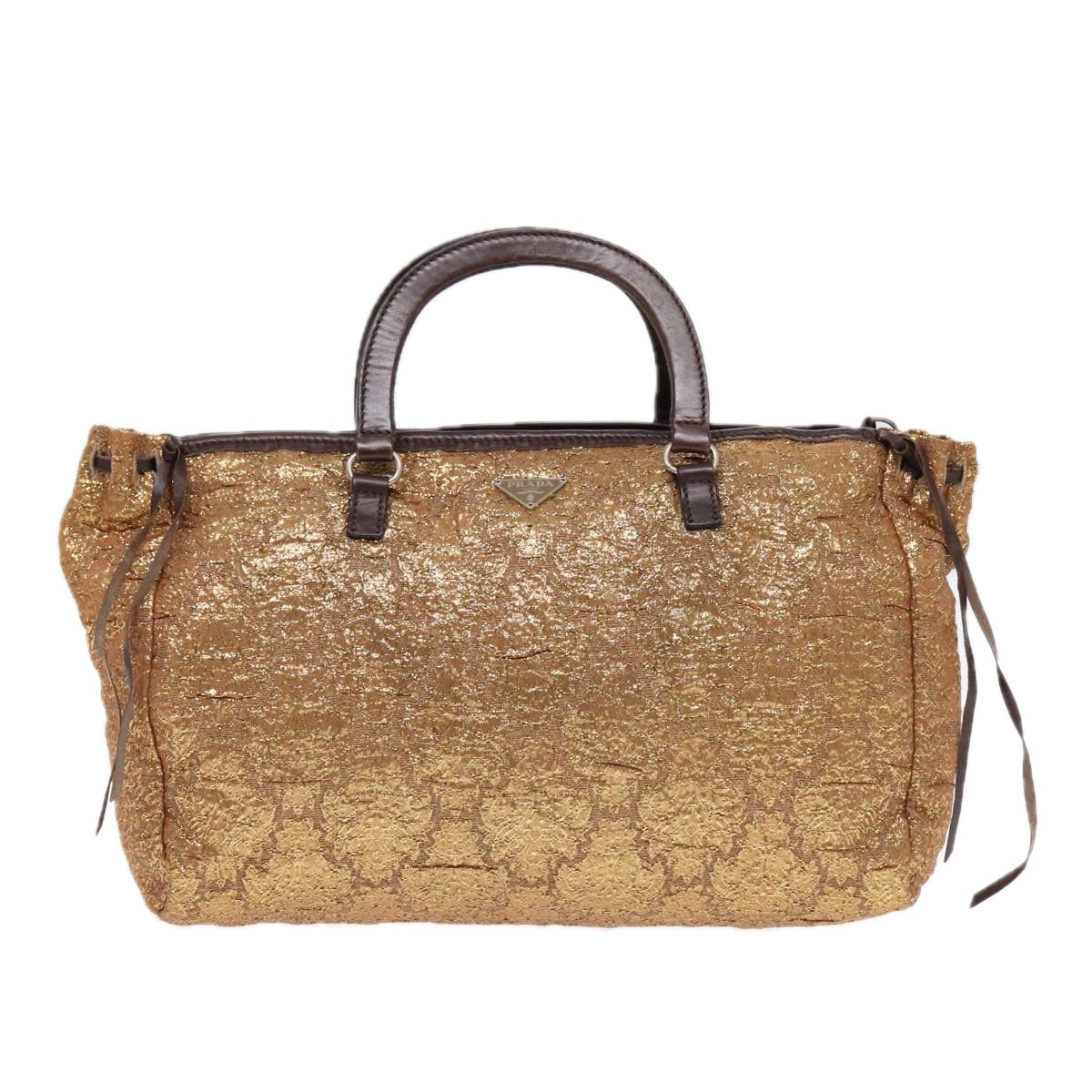 Luxury Prada Hand Bag Canvas Gold  91259