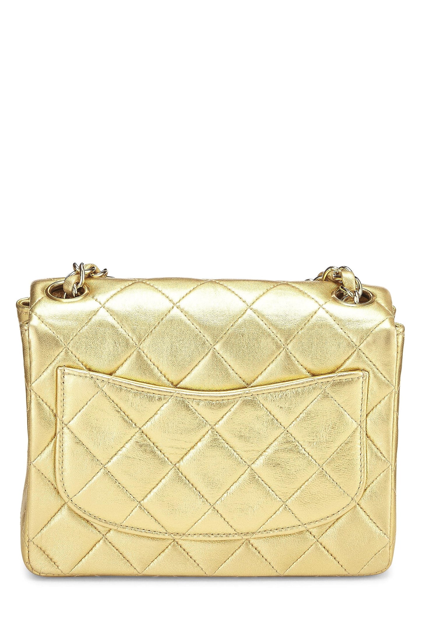 Chanel,  Gold Quilted Lambskin Square Flap Bag, Gold