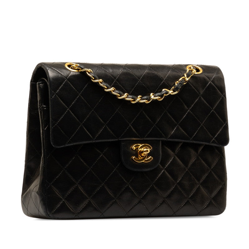Chanel Mattrase 25 Coco Double Flap Chain Shoulder Bag Black G   CHANEL