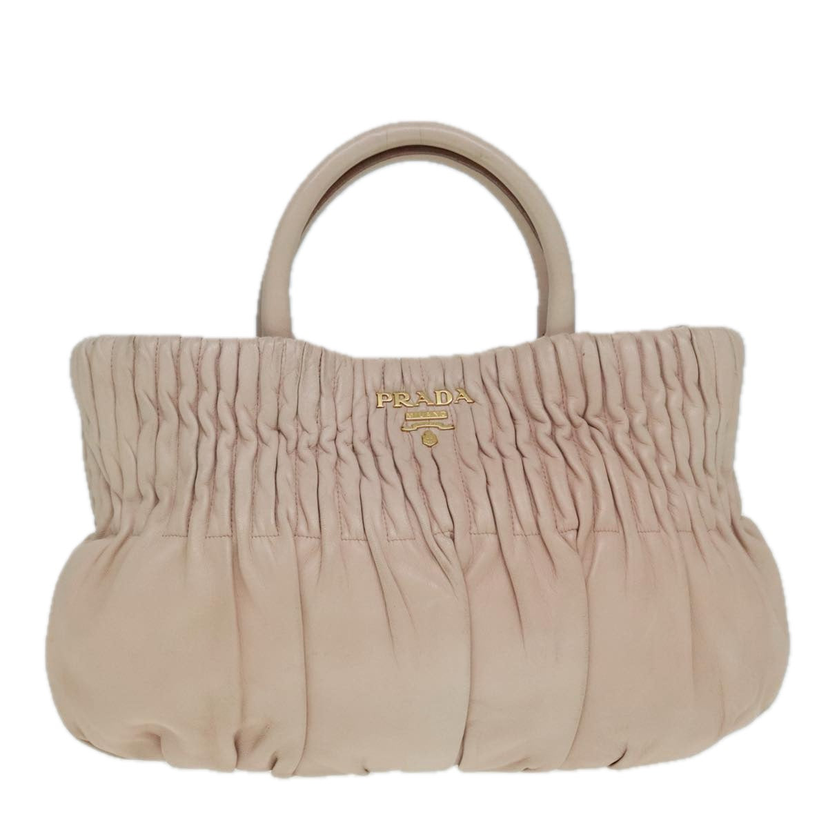 Luxury Prada Hand Bag Leather 2way Pink Gold  91404
