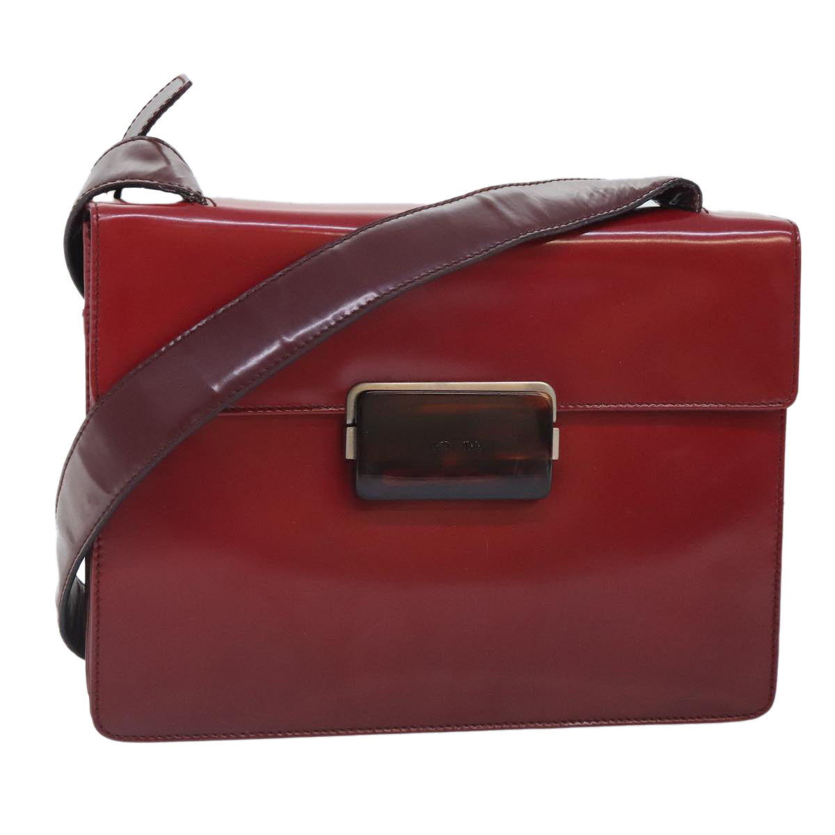 Luxury Prada Shoulder Bag Leather Red Silver  91405