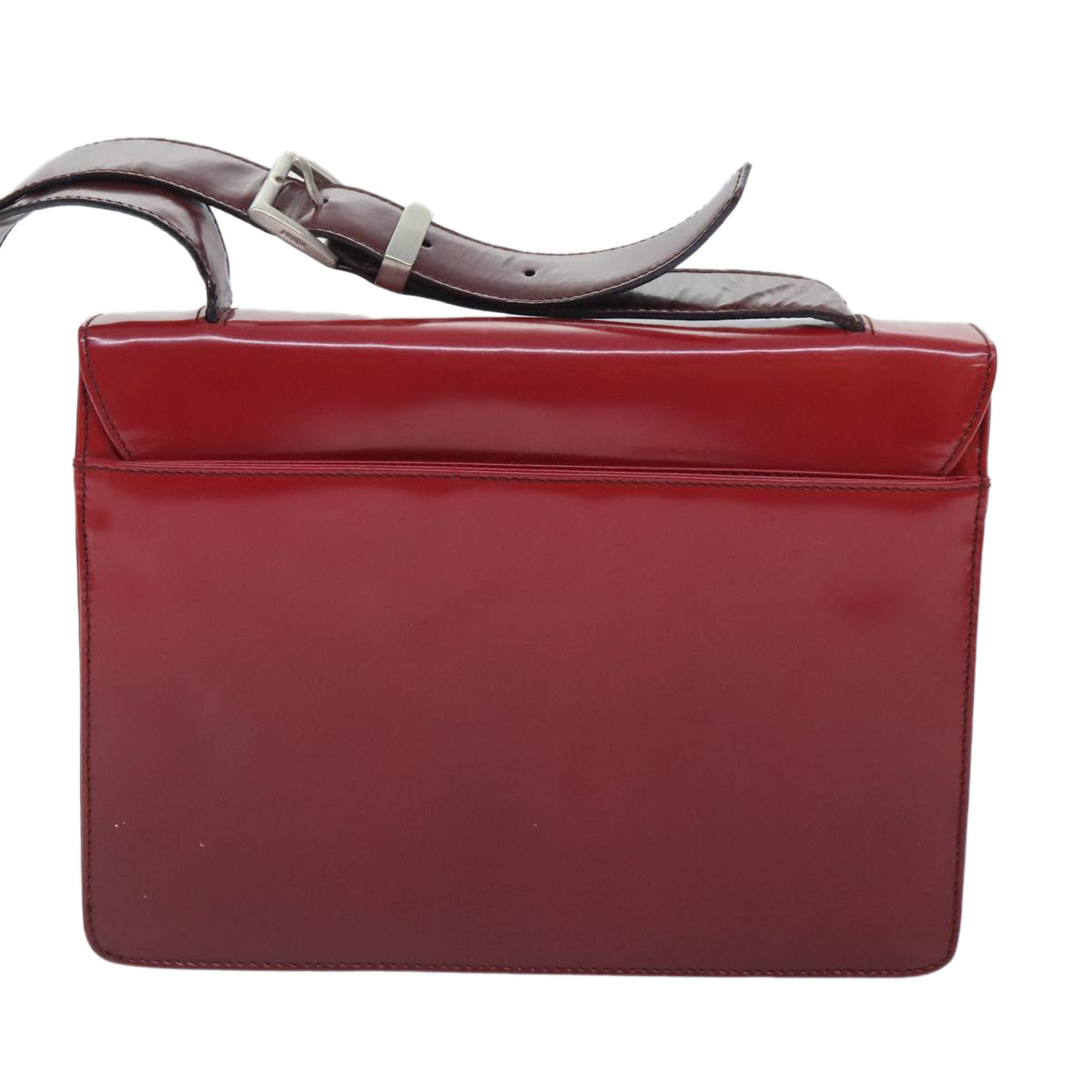 Luxury Prada Shoulder Bag Leather Red Silver  91405