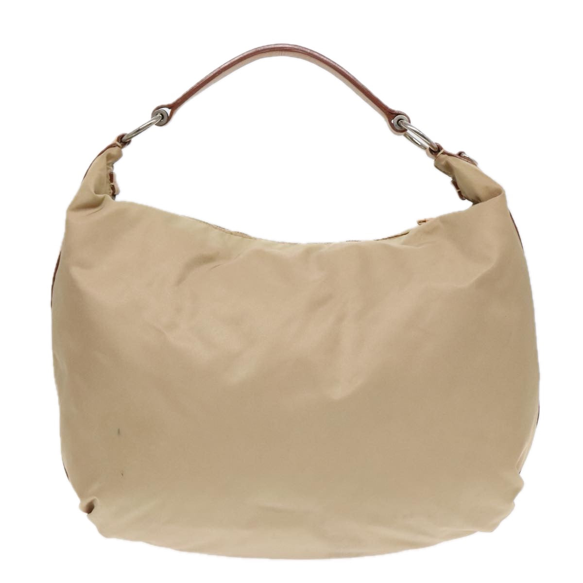 Luxury Prada Shoulder Bag Nylon Leather Beige Silver  91407