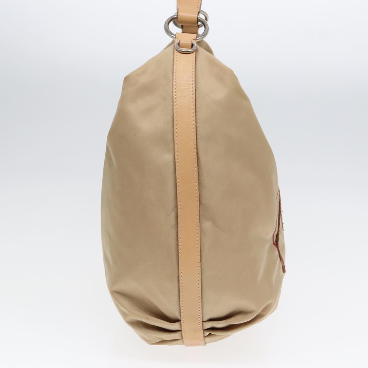 Luxury Prada Shoulder Bag Nylon Leather Beige Silver  91407