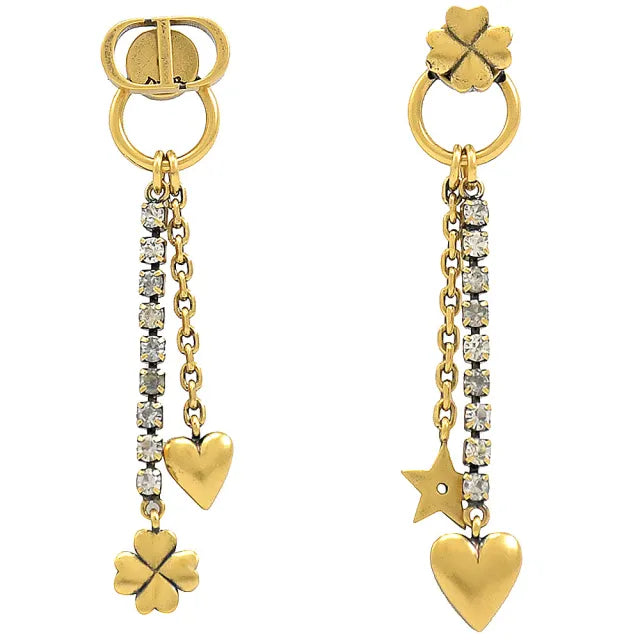 Luxury DiorHEART CLOVER STAR EARRINGS GOLD