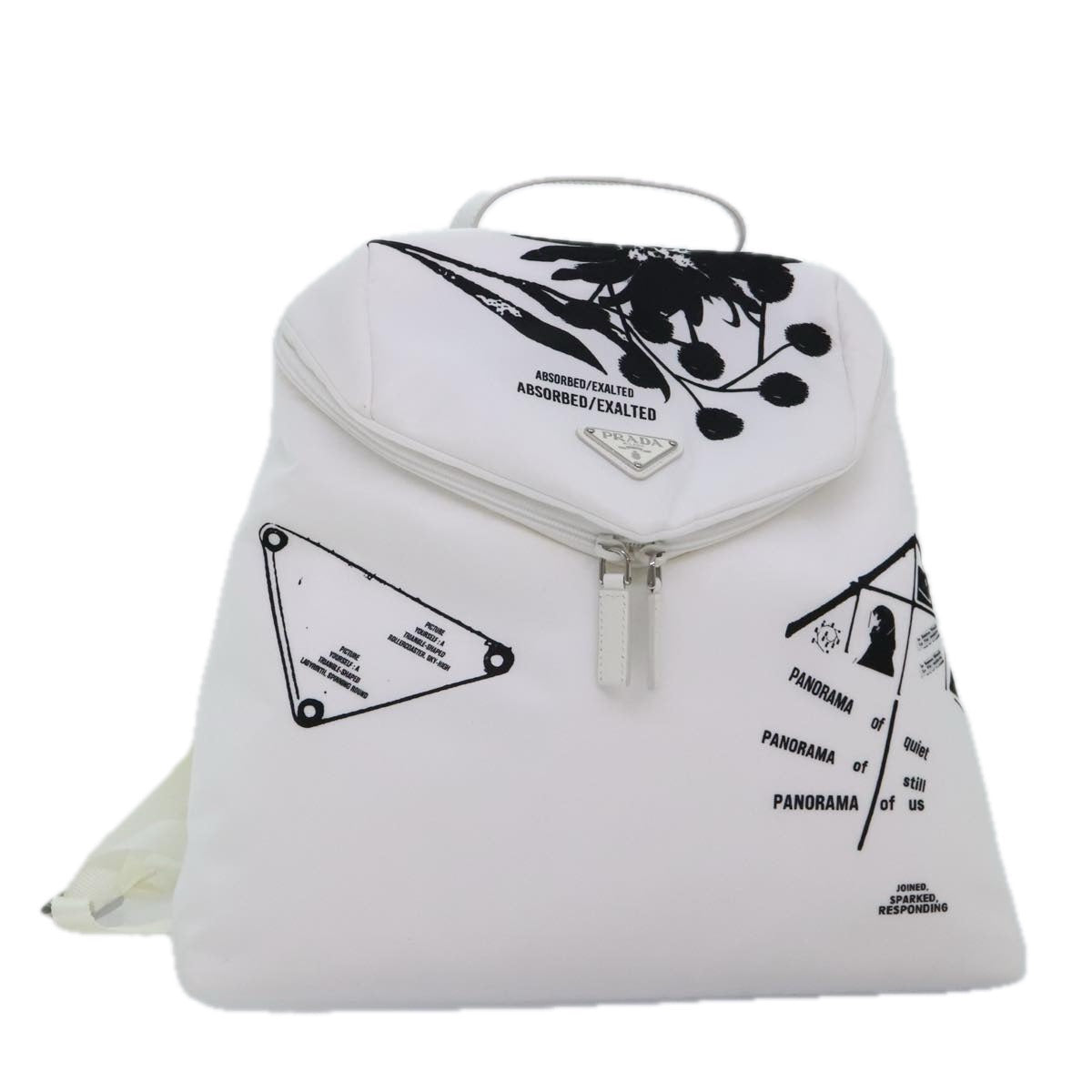 Luxury Prada Backpack Nylon White Silver 1BZ072  91414A