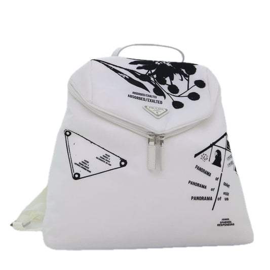 Luxury Prada Backpack Nylon White Silver 1BZ072  91414A