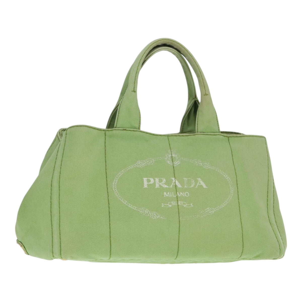 Luxury Prada Canapa GM Hand Bag Canvas LIme Green Gold  91560