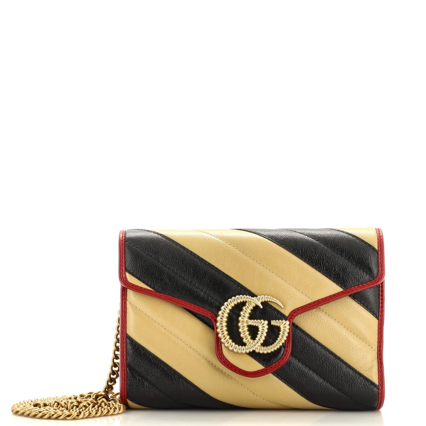 Luxury Gucci Trending 2025 GG Marmont Chain Wallet Diagonal Quilted Leather Mini