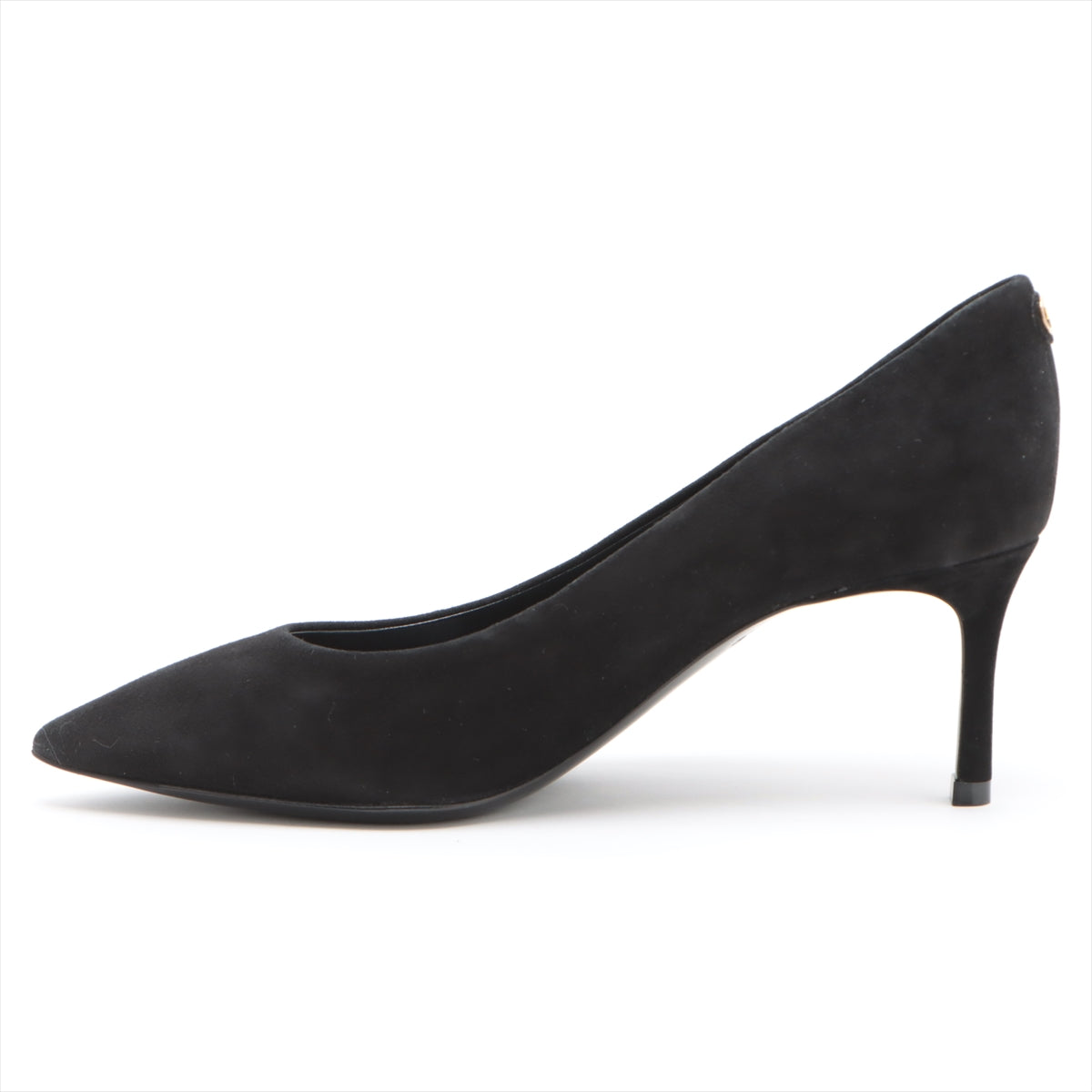 Louis Vuitton 16 Years Leather X Suede Pump 35 1/2  Black MA0126 LV Circle Logo