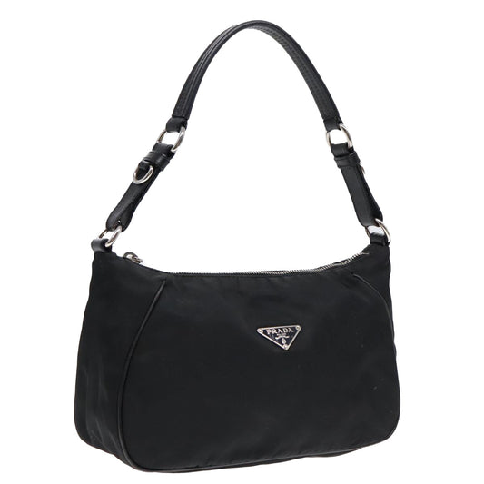 Luxury Prada Shoulder Bag Nylon Black Silver  91602