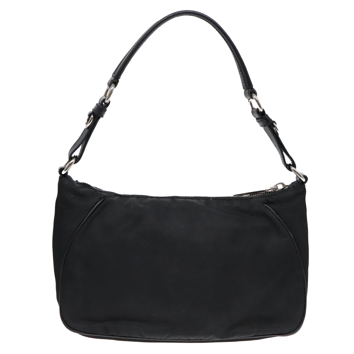 Luxury Prada Shoulder Bag Nylon Black Silver  91602