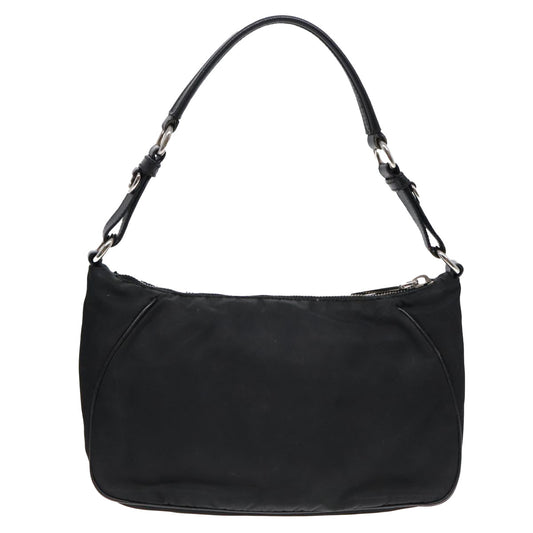 Luxury Prada Shoulder Bag Nylon Black Silver  91602