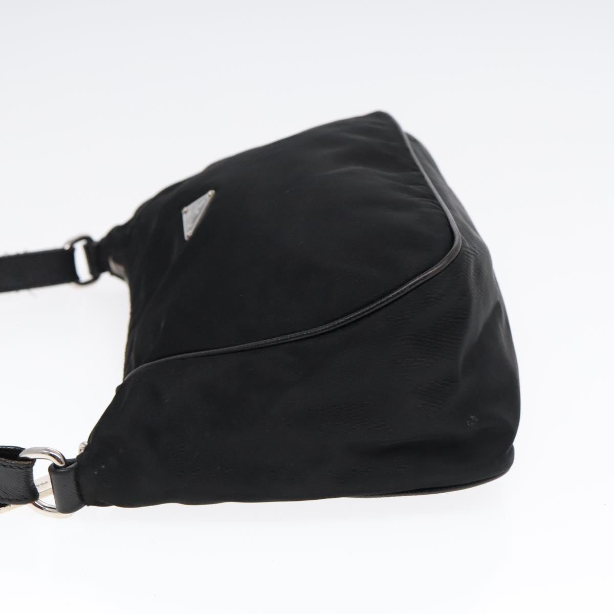Luxury Prada Shoulder Bag Nylon Black Silver  91602
