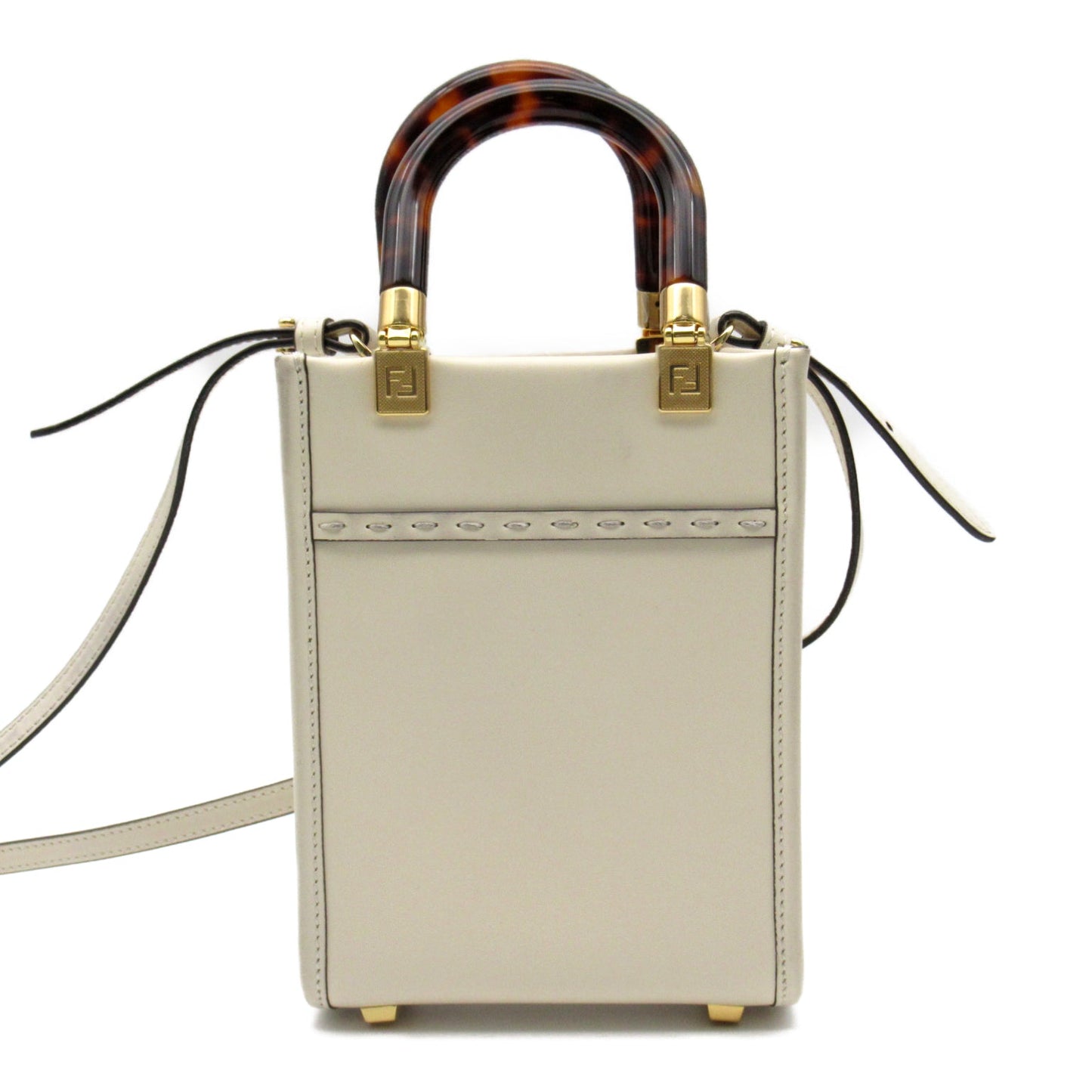 Luxury Fendi Sunshine Shopper Mini Shoulder bag Shoulder bag Calfskin (cowhide) White