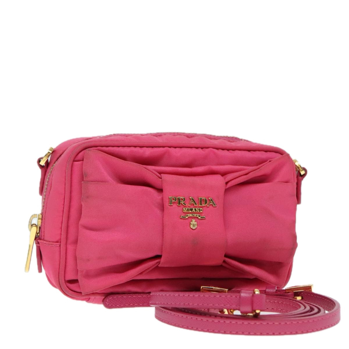 Luxury Prada Shoulder Bag Nylon Pink Gold  91657