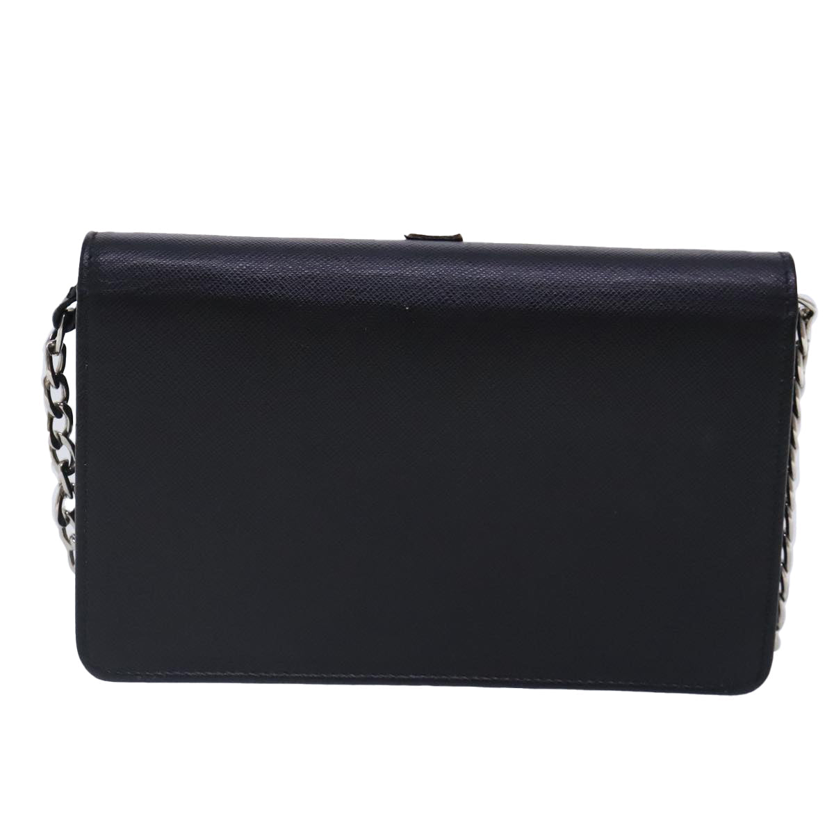 Luxury Prada Chain Shoulder Bag Safiano leather Black Silver  91725
