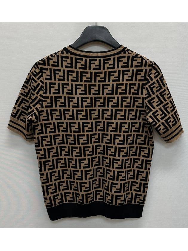 Luxury Fendi FF logo wool over classic short sleeve knit 42