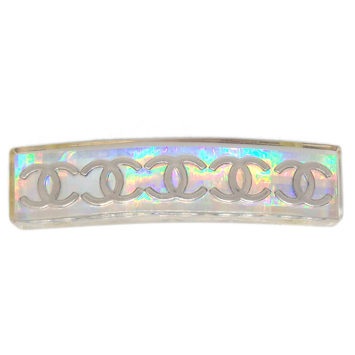 Luxury Chanel 1997 Clear Rainbow Lucite Hair Clip Barrette