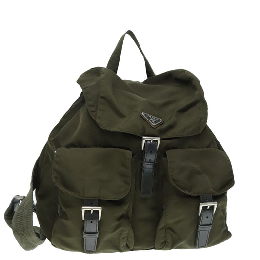 Luxury Prada Backpack Nylon Khaki Silver  91759