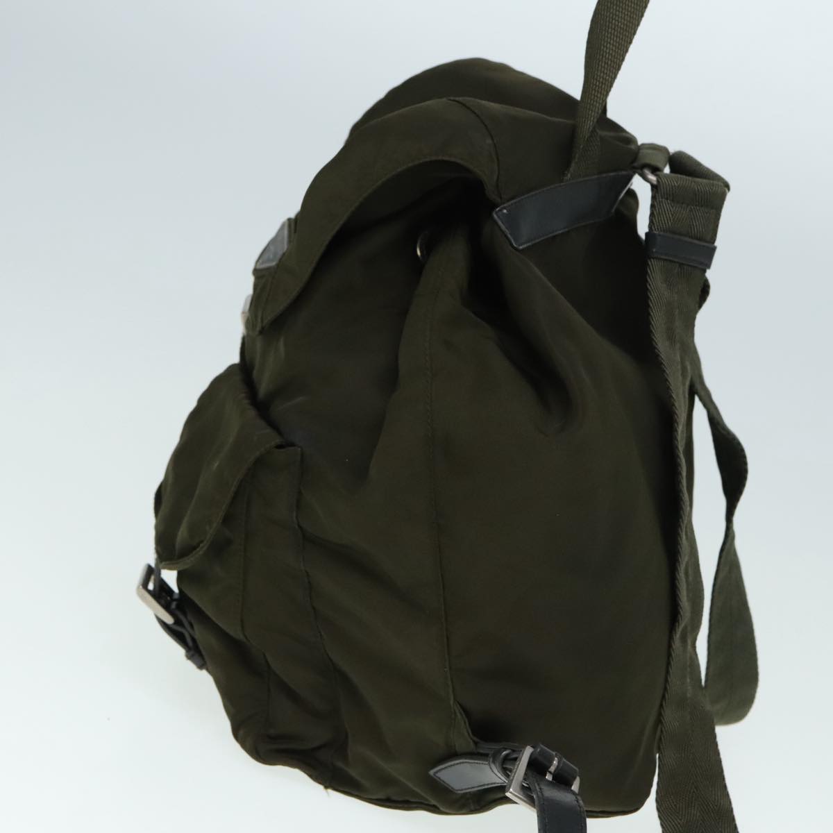 Luxury Prada Backpack Nylon Khaki Silver  91759