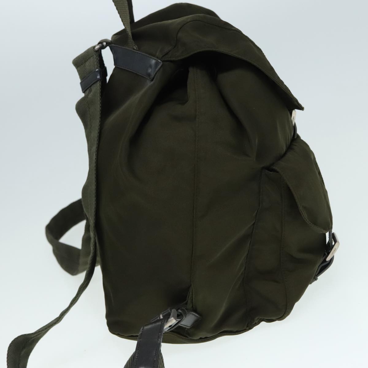Luxury Prada Backpack Nylon Khaki Silver  91759